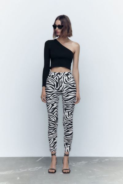 Siyah Zebra Desenli Tayt